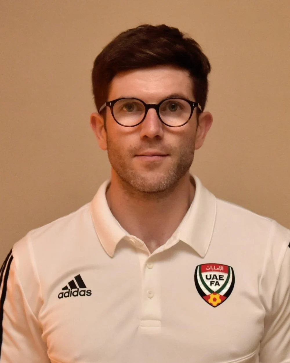 Matthew Jones, UseCoach co-founder and accredited sports nutritionist, in UAE Football Association kit